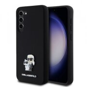 Husa pentru Samsung Galaxy S23+ S916, Karl Lagerfeld, Silicone Karl &amp; Choupette Metal, Neagra