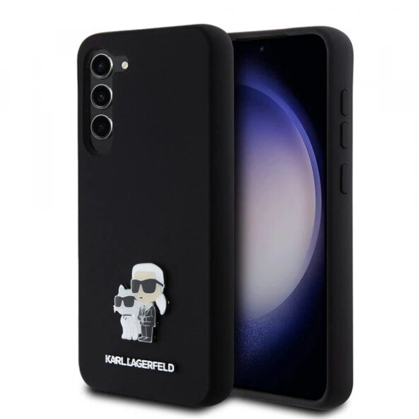 Husa pentru Samsung Galaxy S23+ S916, Karl Lagerfeld, Silicone Karl &amp; Choupette Metal, Neagra