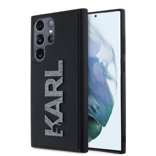 Husa pentru Samsung Galaxy S23 Ultra S918, Karl Lagerfeld, 3D Rubber Glitter Logo, Neagra