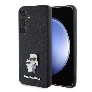 Husa pentru Samsung Galaxy S24 S921, Karl Lagerfeld, Saffiano Karl &amp; Choupette Metal, Neagra