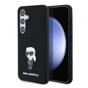 Husa pentru Samsung Galaxy S24 S921, Karl Lagerfeld, Silicone Ikonik Karl Metal, Neagra