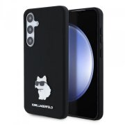 Husa pentru Samsung Galaxy S24+ S926, Karl Lagerfeld, Silicone Choupette Metal, Neagra