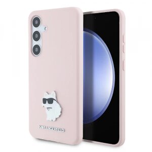 Husa pentru Samsung Galaxy S24+ S926, Karl Lagerfeld, Silicone Choupette Metal, Roz