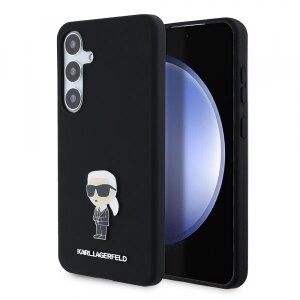 Husa pentru Samsung Galaxy S24+ S926, Karl Lagerfeld, Silicone Ikonik Karl Metal, Neagra