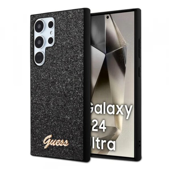 Husa pentru Samsung Galaxy S24 Ultra S928, Guess, Glitter Script, Neagra