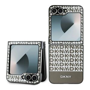 Husa pentru Samsung Galaxy Z Flip7 FE F741 / Z Flip6 F741, DKNY, Repeat Pattern Bottom Stripe, Maro