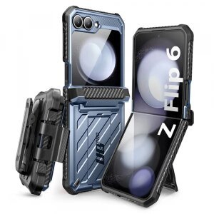 Husa pentru Samsung Galaxy Z Flip7 FE F741 / Z Flip6 F741, Supcase, Unicorn Beetle Pro, Bleu