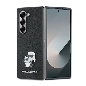 Husa pentru Samsung Galaxy Z Fold6 F956, Karl Lagerfeld, Saffiano Karl &amp; Choupette Metal, Neagra