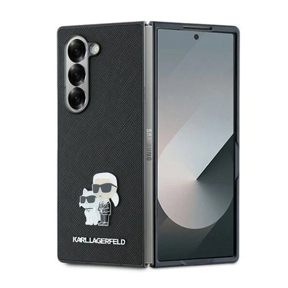 Husa pentru Samsung Galaxy Z Fold6 F956, Karl Lagerfeld, Saffiano Karl &amp; Choupette Metal, Neagra