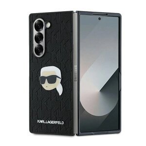 Husa pentru Samsung Galaxy Z Fold6 F956, Karl Lagerfeld, Saffiano Monogram Karl's Head Metal, Neagra