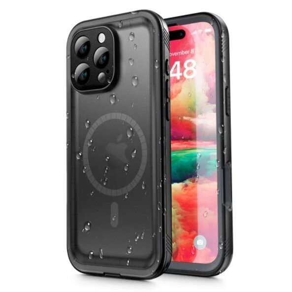 Husa Waterproof pentru Apple iPhone 16 Pro, ShellBox, Neagra
