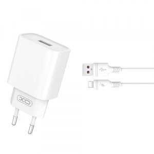 Incarcator Retea Cu Cablu USB-C XO Design CE02D, 18W, 3A, 1 x USB-A, Alb 