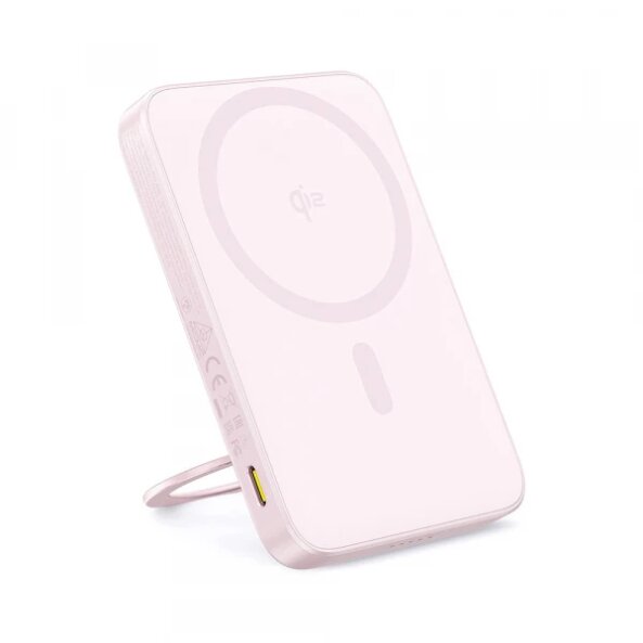 Baterie Externa Wireless Baseus PicoGo, 5000mAh, 20W, PD + FQI, 1 x QI - 1 x USB-C, Roz P10076800413-00 