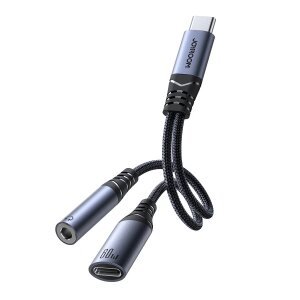 Cablu Audio USB-C - 3.5mm / USB-C Joyroom SY-C02, 0.14m, Negru 
