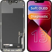 Display cu Touchscreen MP compatibil cu Apple iPhone 13, cu Rama, Versiune Soft OLED FHD Diagnostic, Negru, Swap 