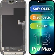 Display cu Touchscreen MP compatibil cu Apple iPhone 13 Pro Max, cu Rama, Versiune Soft OLED 120Hz FHD Diagnostic, Negru, Swap 