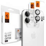 Folie de protectie Camera Spate Spigen GlastR EZ FIT Optik Pro pentru Apple iPhone 17 / 16 Plus / 16, Sticla Securizata, Set 2 bucati, Argintie