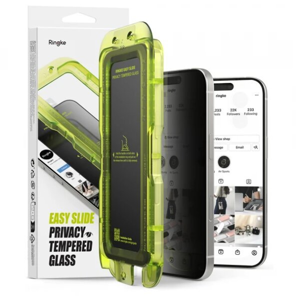 Folie de protectie Ecran Privacy Ringke Easy Slide pentru Apple iPhone 17 Pro Max, Sticla Securizata, Full Glue, Set 2 bucati