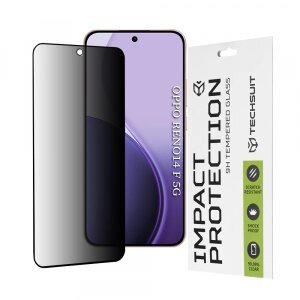 Folie de protectie Ecran Privacy Techsuit pentru Oppo Reno14 FS 5G / Reno14 F, Sticla Securizata, Full Glue, 111D