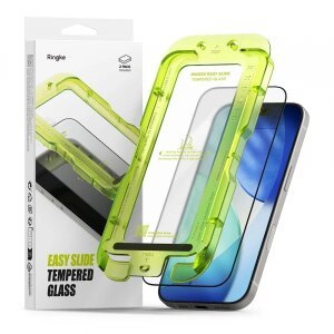 Folie de protectie Ecran Ringke Easy Slide pentru Apple iPhone 17, Sticla Securizata, Full Glue, Set 2 bucati