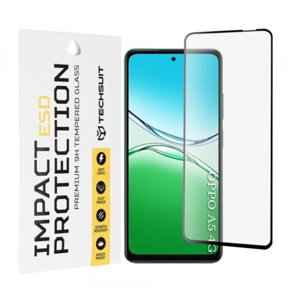 Folie de protectie Ecran Techsuit pentru Oppo A5 4G / A5 5G, Sticla Securizata, Full Glue, Neagra