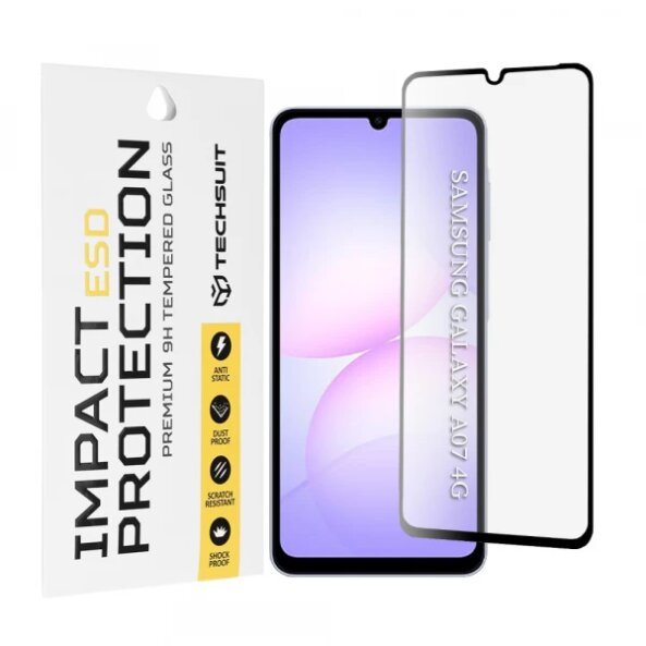 Folie de protectie Ecran Techsuit pentru Samsung Galaxy A07 4G A075, Sticla Securizata, Full Glue, Neagra