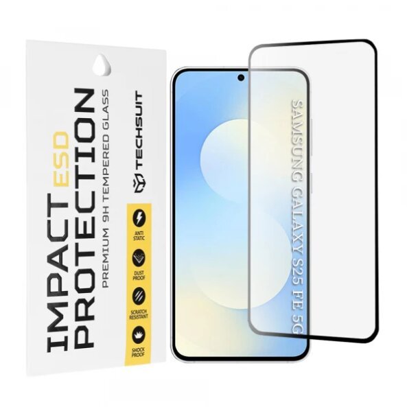 Folie de protectie Ecran Techsuit pentru Samsung Galaxy S25 FE, Sticla Securizata, Full Glue, Neagra