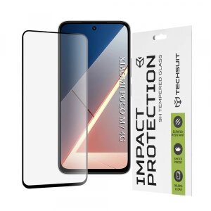 Folie de protectie Ecran Techsuit pentru Xiaomi Poco M7, Sticla Securizata, Full Glue, 111D, Neagra
