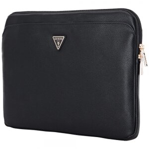 Husa Guess Grained Triangle Logo pentru Laptop 14inch, Neagra