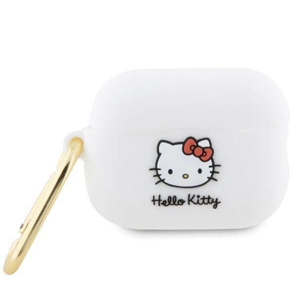 Husa Hello Kitty 3D Kitty Head pentru Apple AirPods Pro 2, Alba