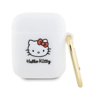 Husa Hello Kitty 3D Kitty Head pentru Apple AirPods Pro Series, Alba