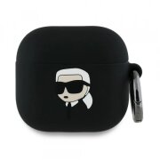 Husa Karl Lagerfeld 3D Karl's Head pentru Apple AirPods 4, Neagra