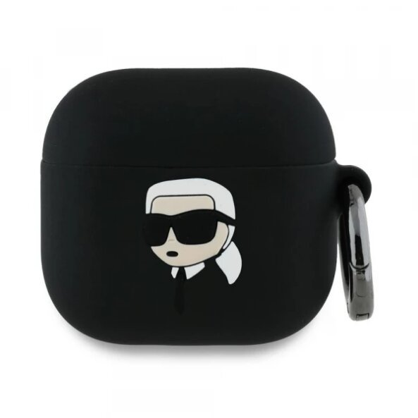 Husa Karl Lagerfeld 3D Karl's Head pentru Apple AirPods 4, Neagra