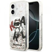 Husa MagSafe pentru Apple iPhone 17, Karl Lagerfeld, Liquid Glitter Choupette Logo, Transparenta
