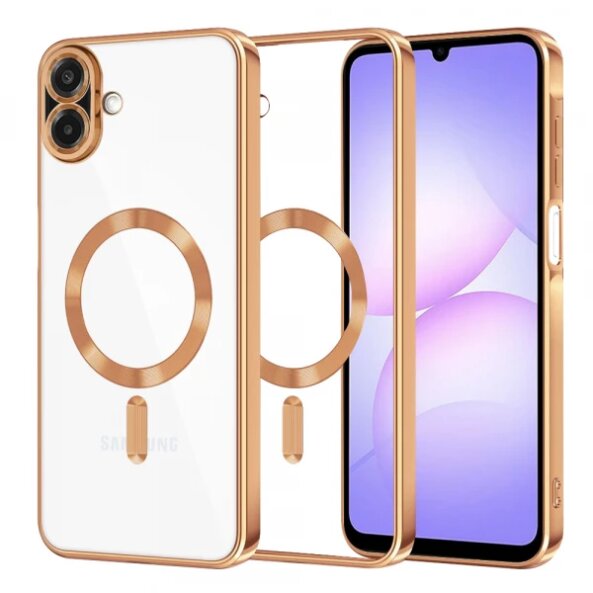 Husa MagSafe pentru Samsung Galaxy A07 4G A075, Techsuit, Luxury Crystal, Portocalie