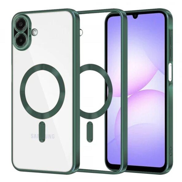 Husa MagSafe pentru Samsung Galaxy A07 4G A075, Techsuit, Luxury Crystal, Verde Inchis