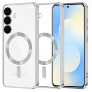 Husa MagSafe pentru Samsung Galaxy S25 FE, Techsuit, Luxury Crystal, Argintie