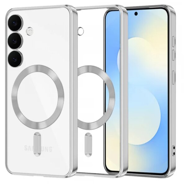 Husa MagSafe pentru Samsung Galaxy S25 FE, Techsuit, Luxury Crystal, Argintie