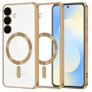 Husa MagSafe pentru Samsung Galaxy S25 FE, Techsuit, Luxury Crystal, Aurie