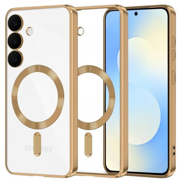 Husa MagSafe pentru Samsung Galaxy S25 FE, Techsuit, Luxury Crystal, Aurie