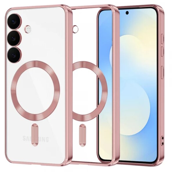 Husa MagSafe pentru Samsung Galaxy S25 FE, Techsuit, Luxury Crystal, Roz