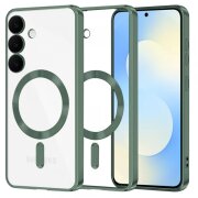 Husa MagSafe pentru Samsung Galaxy S25 FE, Techsuit, Luxury Crystal, Verde Inchis