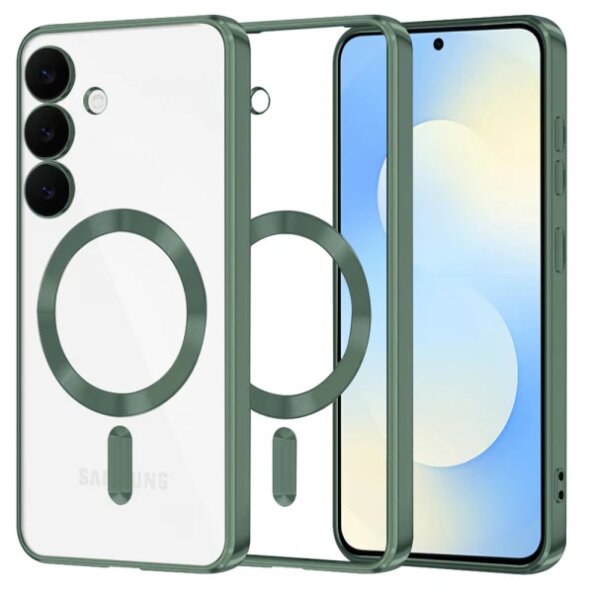 Husa MagSafe pentru Samsung Galaxy S25 FE, Techsuit, Luxury Crystal, Verde Inchis