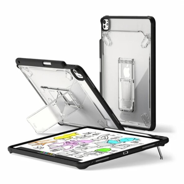 Husa pentru Apple iPad Pro 13 (2024), Ringke, Fusion Sketch Stand, Neagra Transparenta