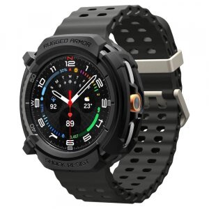 Husa Spigen Rugged Armor pentru Samsung Galaxy Watch8 Classic, Neagra Mata