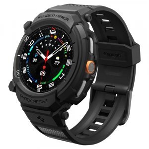 Husa Spigen Rugged Armor Pro pentru Samsung Galaxy Watch8 Classic, Neagra Mata