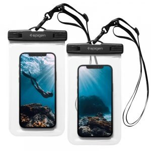 Husa Universala Waterproof pentru Telefon max. 3.5inch - 7inch, Spigen, A601, Set 2 buati, Transparenta