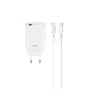 Incarcator Retea Cu Cablu USB-C XO Design CE29, 20W, 3A, 1 x USB-A - 1 x USB-C, Alb 