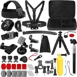 Kit Accesorii Camera Sport Techsuit SA50 pentru GoPro Hero / SJCAM, 50in1, Negru