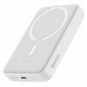 Baterie Externa Wireless Baseus Magnetic Mini, 10000mAh, 30W, PD + FQI, 1 x QI - 1 x USB-C, Alba PPCX110202 